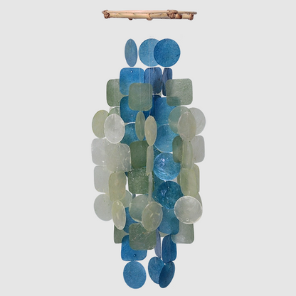 Green & Blue Medium Round Capiz Chimes