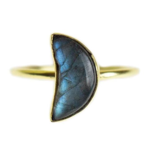 Labradorite Crescent Moon Ring