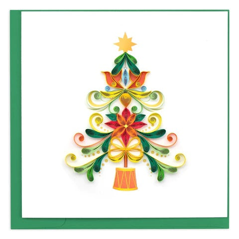 Quilled Turtle Doves Christmas Tree Card