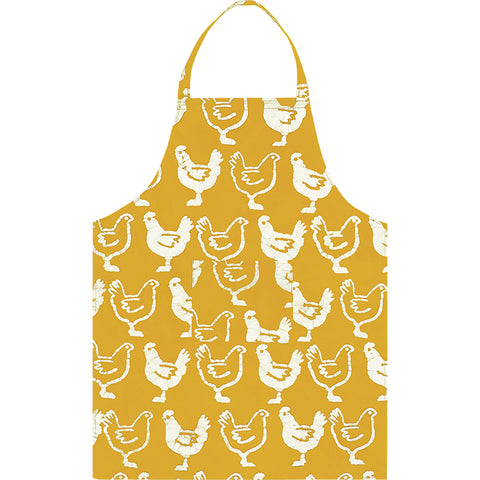 Adult Batiked Apron - Gold Chickens