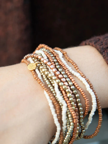 Burst Elastic Bracelet Set - Gold Tones