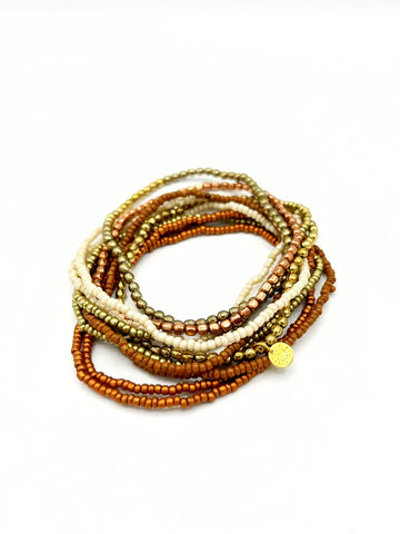 Burst Elastic Bracelet Set - Gold Tones