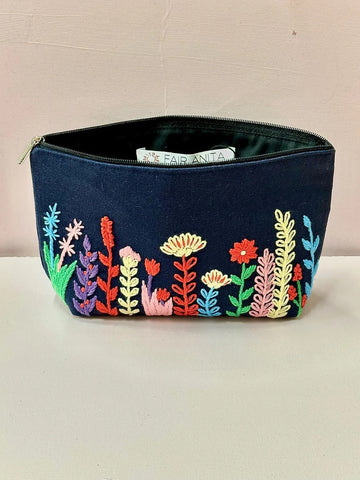 Wildflower Embroidered Makeup Bag