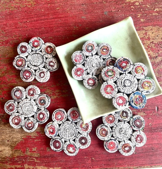 Recycled Paper Coasters - Circle Flower
