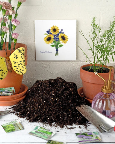 Quilled Sunflower Birthday Bouquet Card