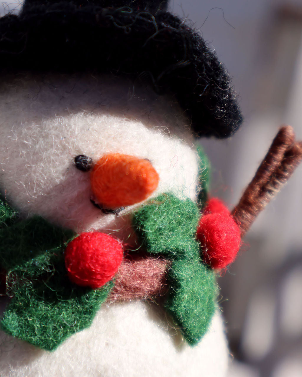 Felt Snowman W/ Holly Scarf
