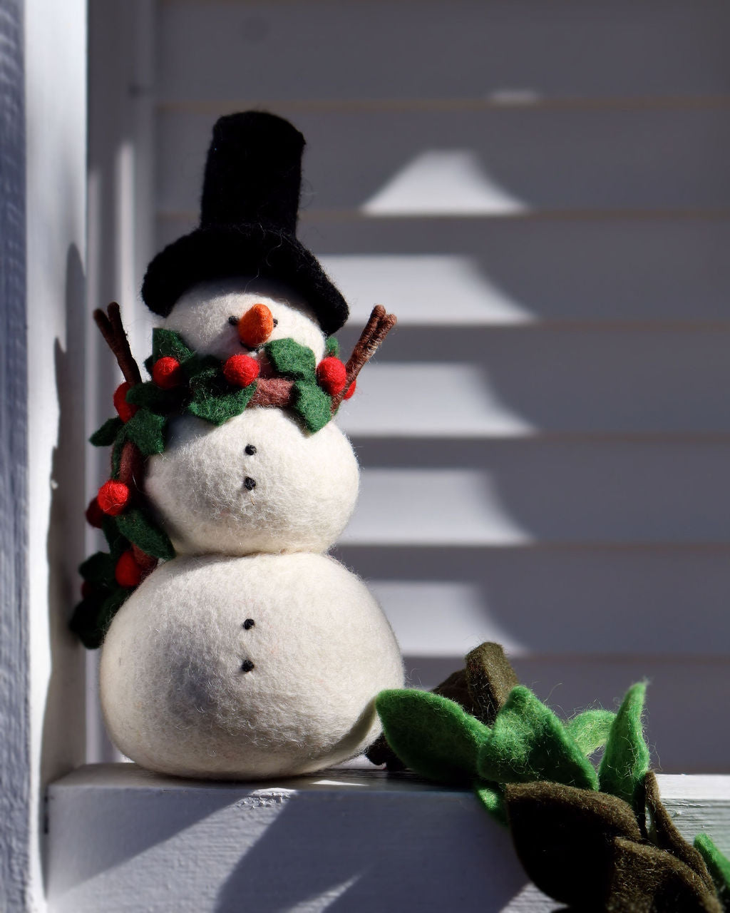 Felt Snowman W/ Holly Scarf
