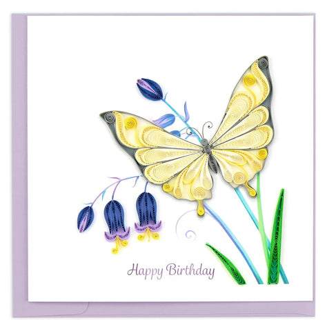 Quilled Birthday Butterfly & Bluebells Card