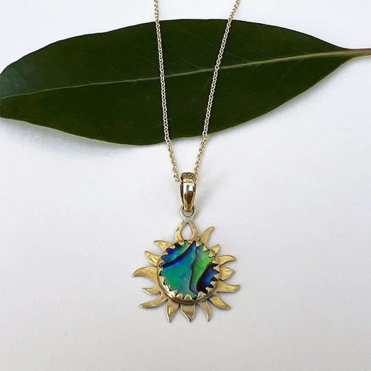 Abalone Sun Necklace - Brass