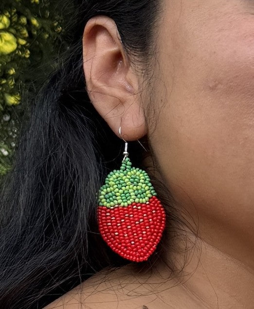 Strawberry Beaded Earrings