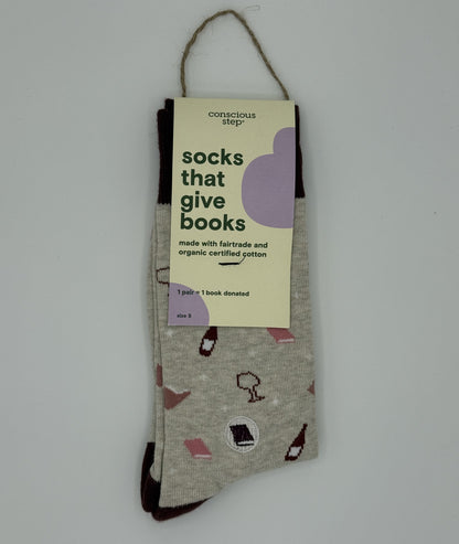Book Socks Small Wine