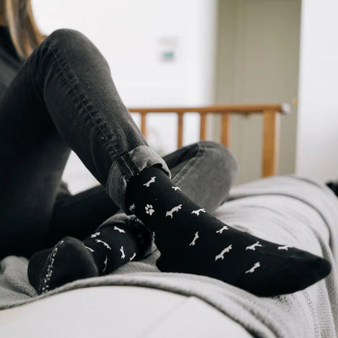 Dog Socks Medium Black Dogs