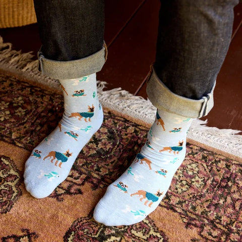 Dog Socks Medium Blue Dogs