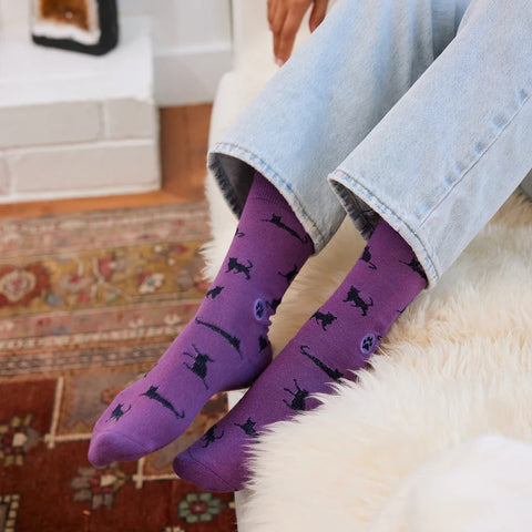 Cat Socks Medium Purple Cats