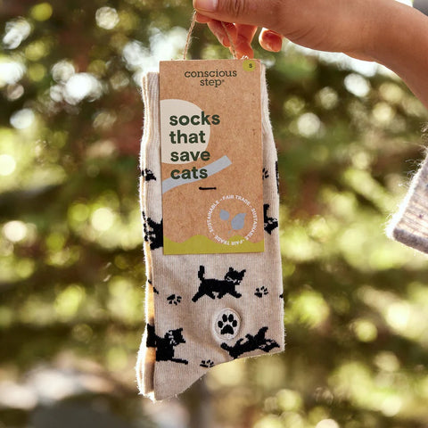 Cat Socks Small Beige Cats
