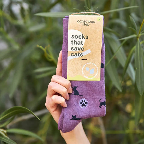 Cat Socks Small Purple Cats