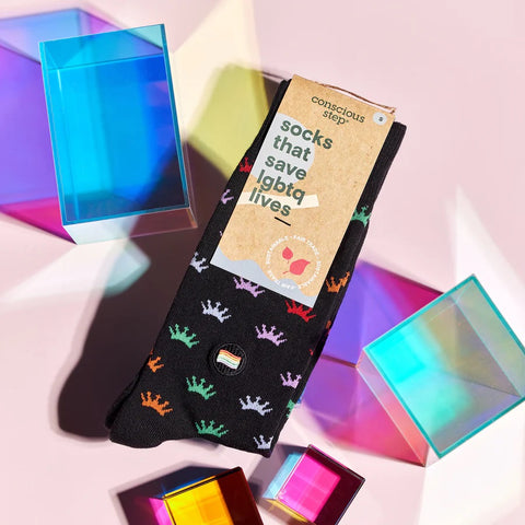 LGBTQ Socks Medium Colorful Crowns