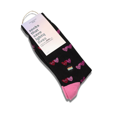 LGBTQ Socks Small Black Hearts