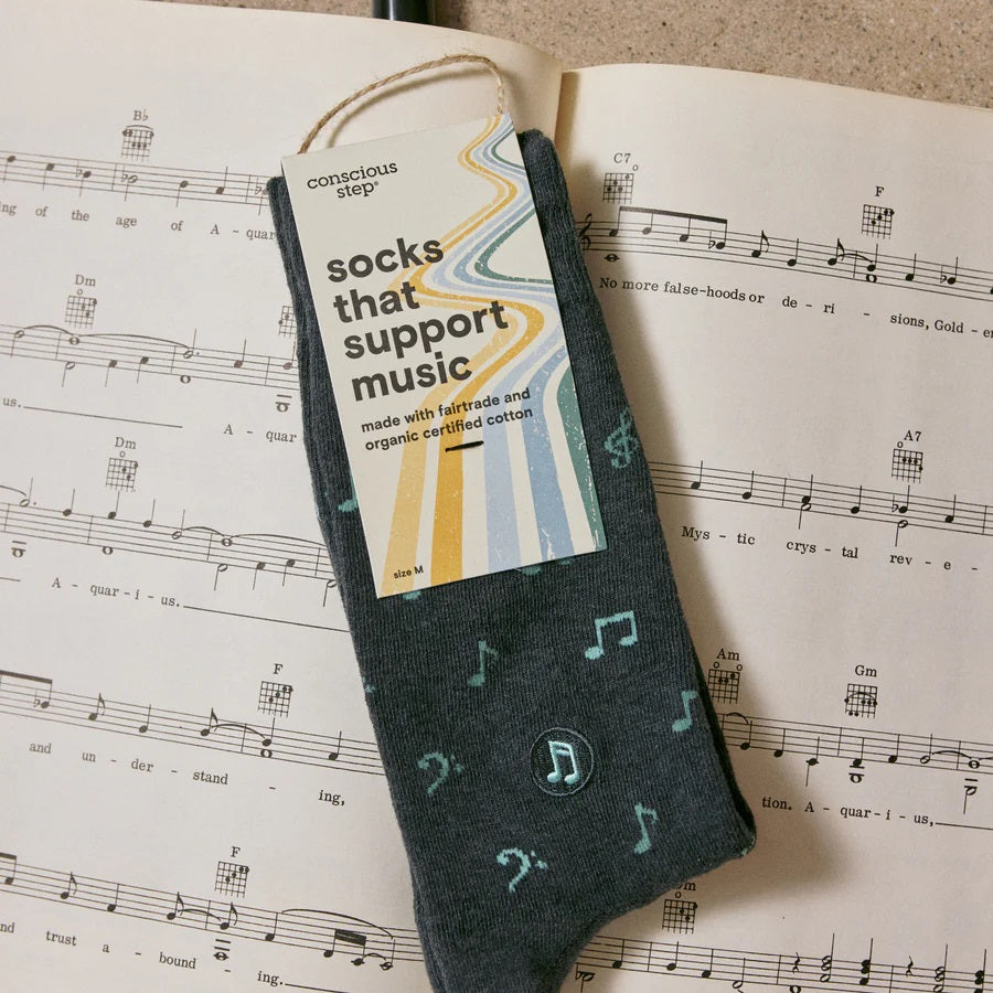 Music Socks Small Gray Music Notes