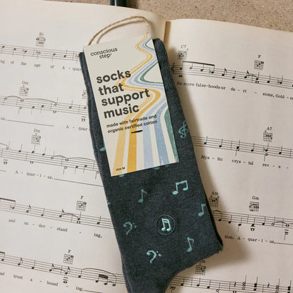 Music Socks Small Gray Music Notes
