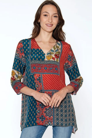 Ananda Tunic - Denim & Coral