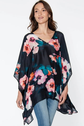 Shalini Top - Black & Pink Floral