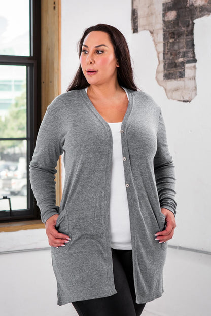 Triblend Rib Cardigan - Heather Grey