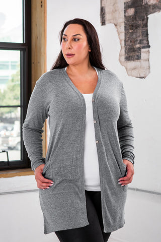 Triblend Rib Cardigan - Heather Grey