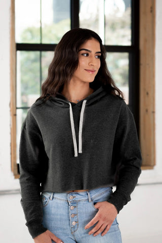 Ladies Cropped Hoodie - Charcoal