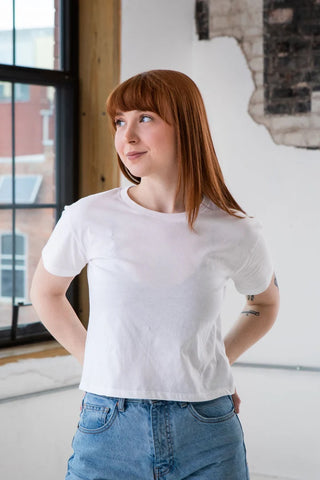 Ladies Crop Tee - White