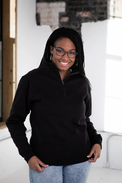 1/4 Zip Fleece Pullover - Black Large