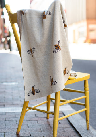 Jacquard Sweater Knit Baby Blanket - Bee