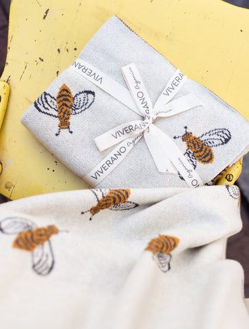 Jacquard Sweater Knit Baby Blanket - Bee