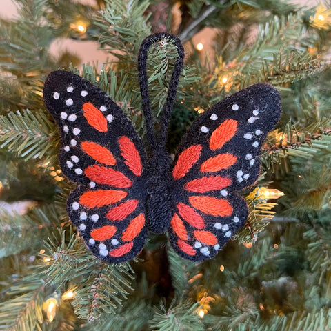 Embroidered Monarch Butterfly Ornament