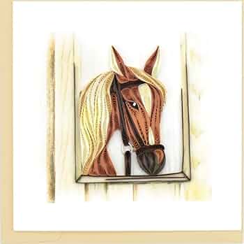 Quilled Horse in Stable Card