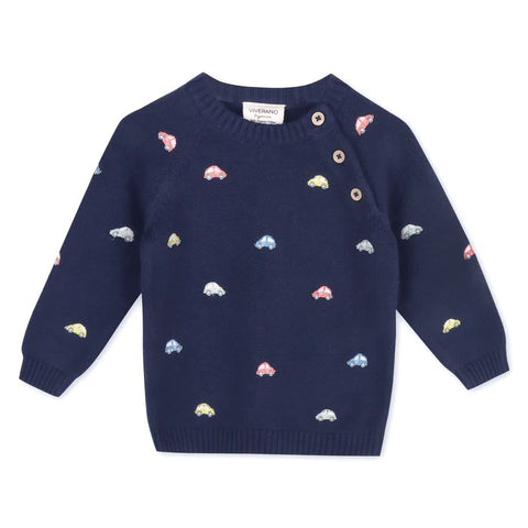 Embroidered Sweater - Mini Beetle Cars