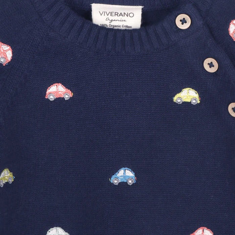 Embroidered Sweater - Mini Beetle Cars