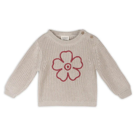 Embroidered Chunky Knit Sweater - Hippie Flower