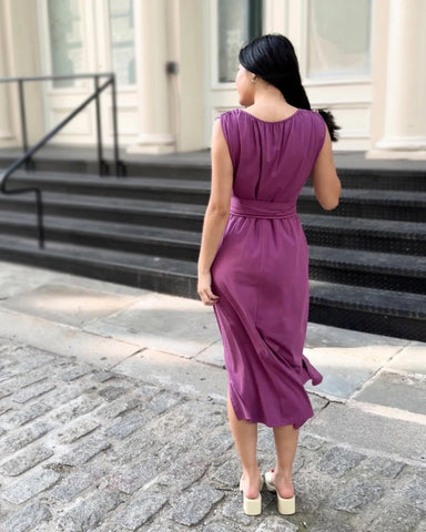 Renee Mock Wrap Dress - Deep Lilac