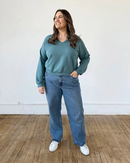 Larisa V-Neck Pullover - Dark Aqua