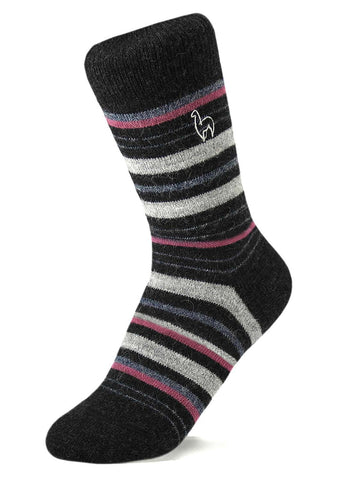 Alpaca Stripe Socks - Mauve