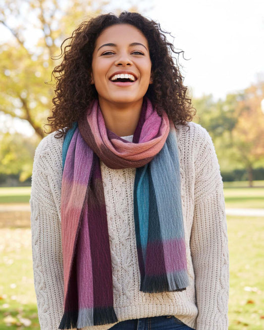 Alpaca Plaid Scarf - Rainbow