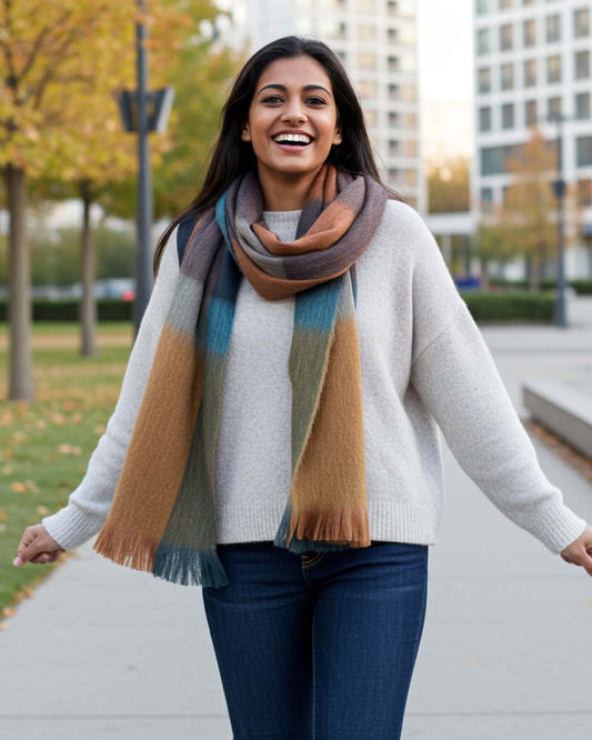 Alpaca Plaid Scarf - Rustic Dune