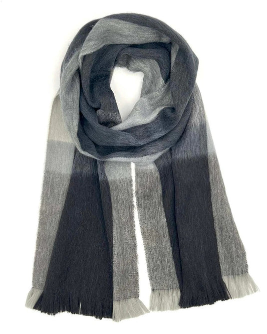 Alpaca Plaid Scarf - Steel