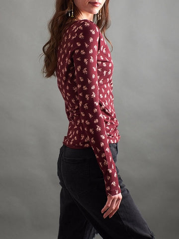 Gillan Wrap Top - Burgundy Bouquet