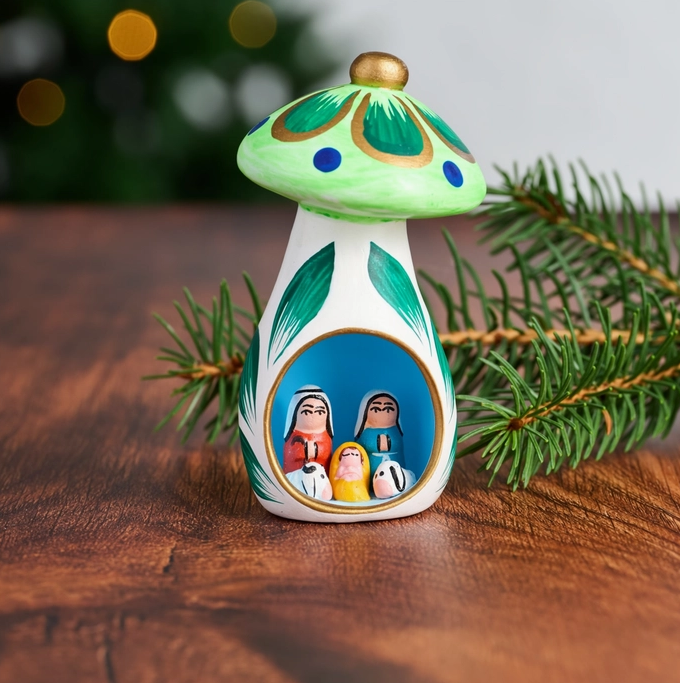 Mini Mushroom Ceramic Nativity