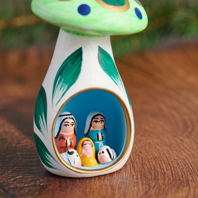 Mini Mushroom Ceramic Nativity