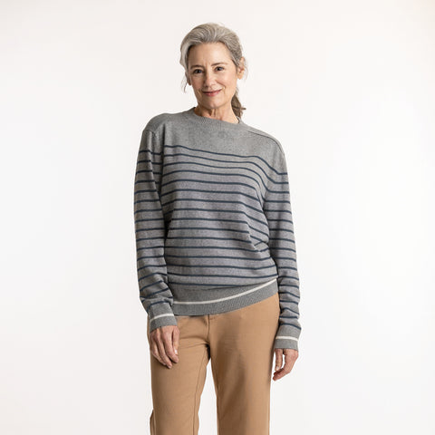 Classic Crew Sweater - Grey Stripe