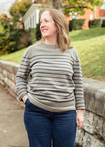 Classic Crew Sweater - Grey Stripe