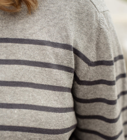 Classic Crew Sweater - Grey Stripe